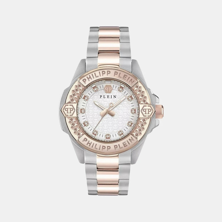Philipp Plein Plein Majesty Women 38mm Quartz White Dial Silver Stainless Steel Bracelet Watch PWOFA0525