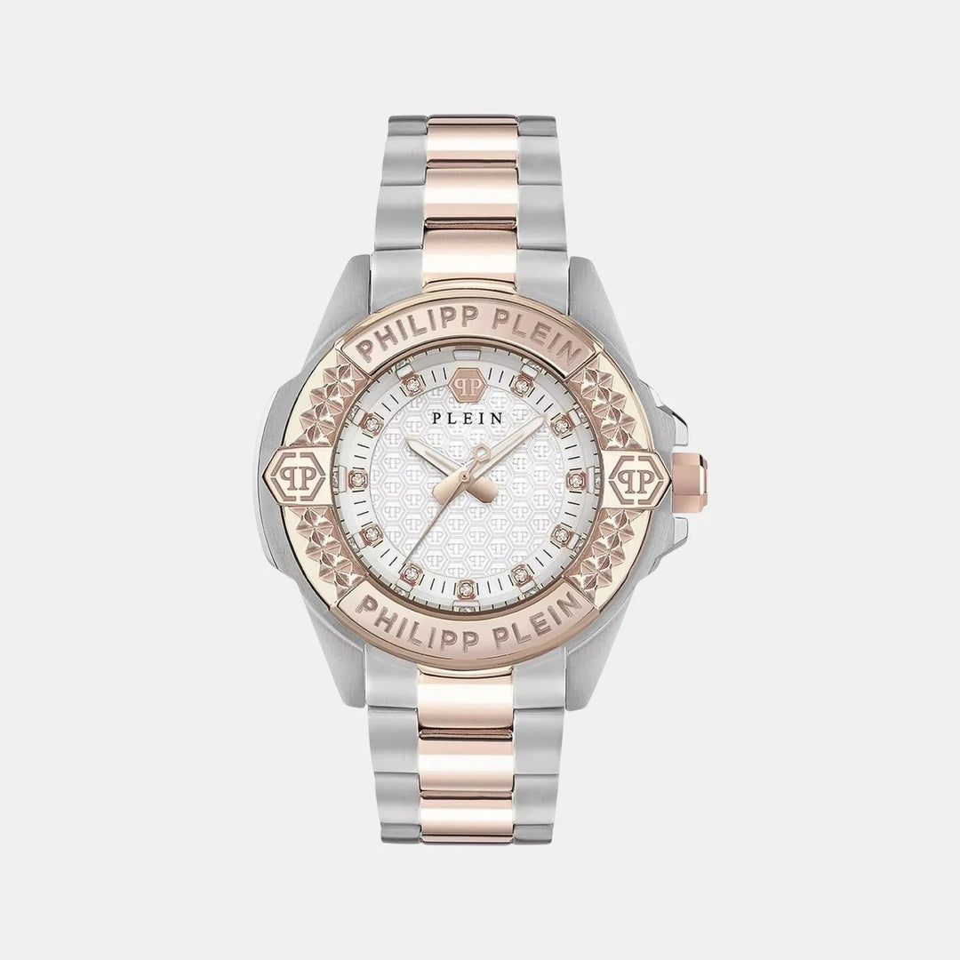 Philipp Plein Plein Majesty Women 38mm Quartz White Dial Silver Stainless Steel Bracelet Watch PWOFA0525