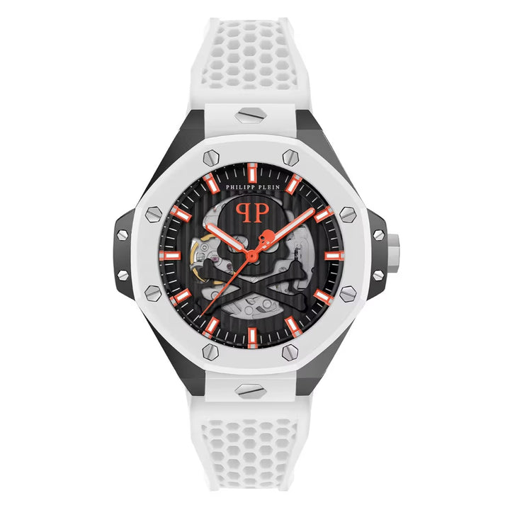 Philipp Plein Plein Skeleton Royal Men 44.5mm Automatic Black Dial Black Rubber Strap Watch PWPFA0724