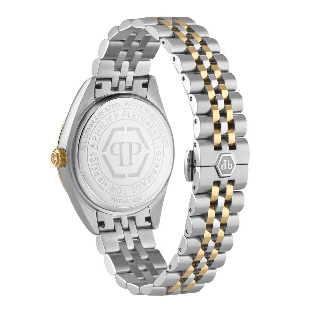Philipp Plein Date Superlative Men 42mm Quartz Black Dial Silver Stainless Steel Bracelet Watch PWPVA0424