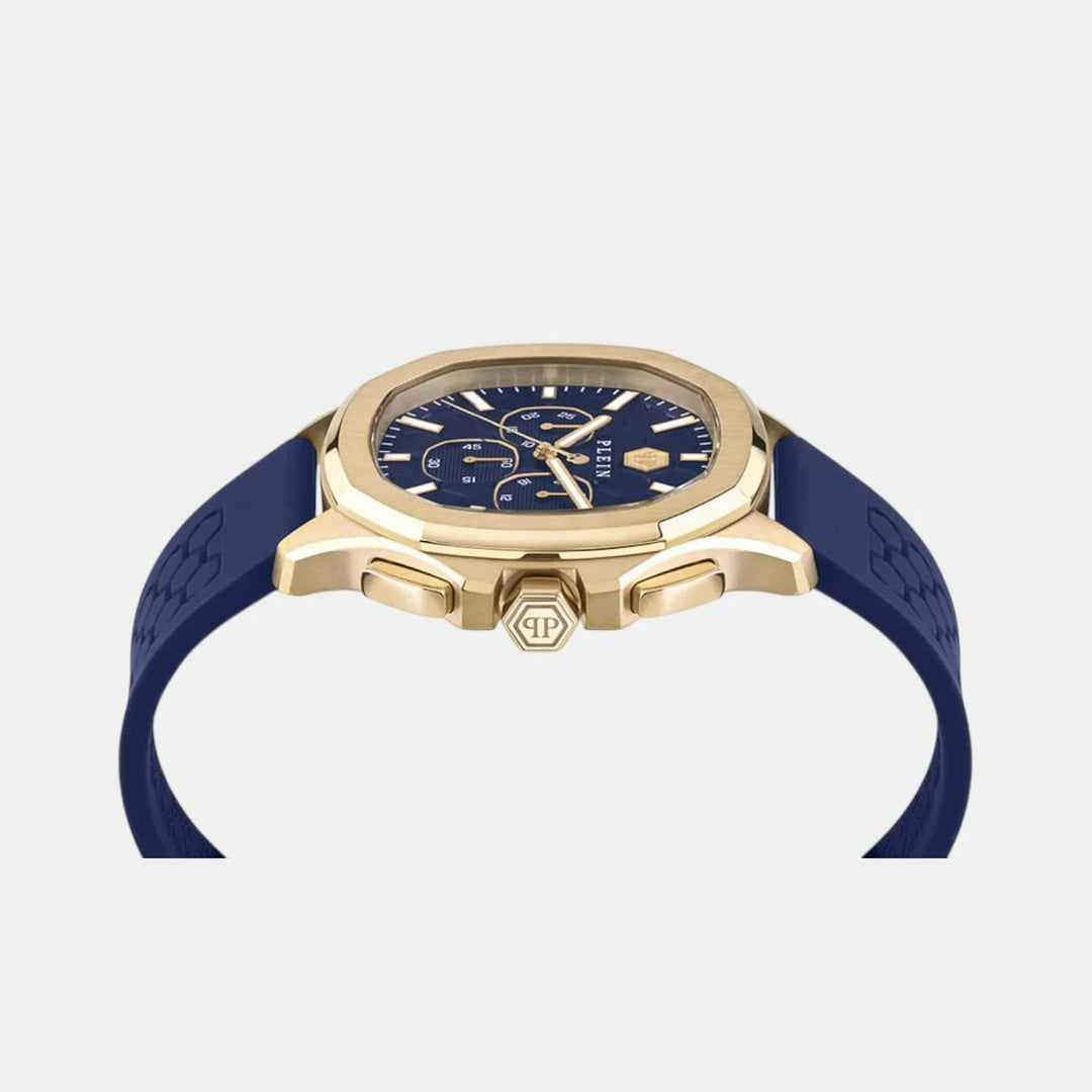 Philipp Plein Newness Men 44mm Quartz Blue Dial Blue Silicone Strap Chronograph Watch PWSAA0323