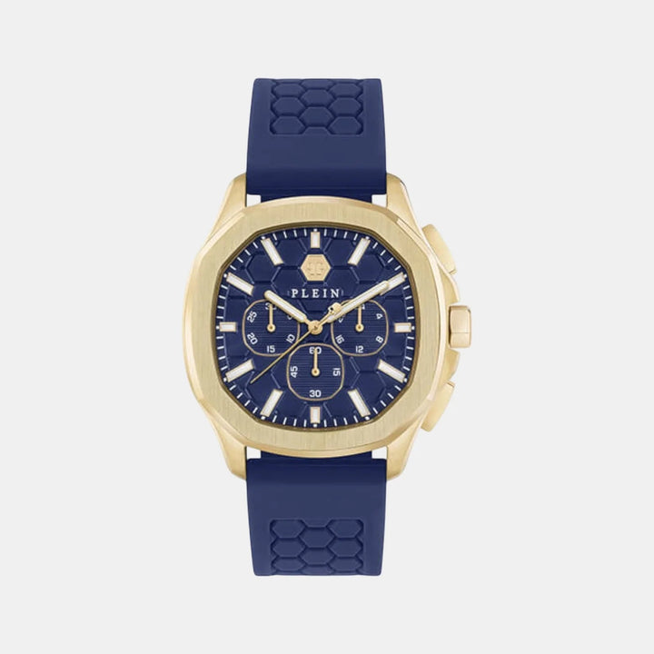 Philipp Plein Newness Men 44mm Quartz Blue Dial Blue Silicone Strap Chronograph Watch PWSAA0323