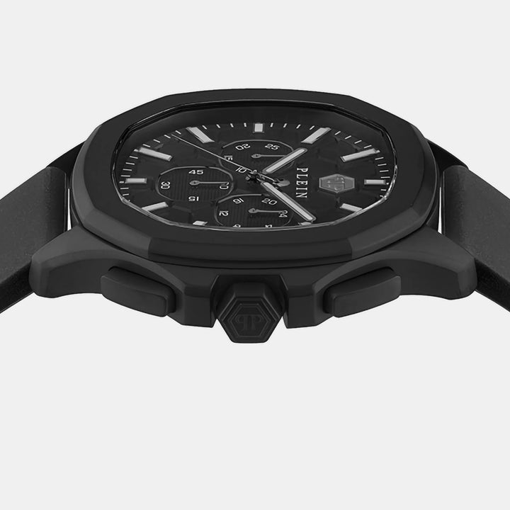 Philipp Plein High-Iconic Men 44mm Quartz Black Dial Black Stainless Steel Strap Chronograph Watch PWSAA0823