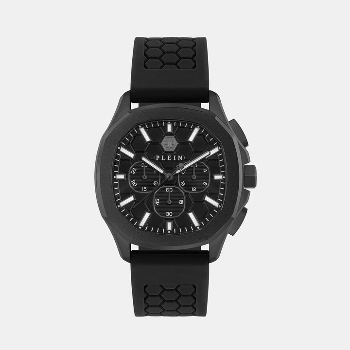 Philipp Plein High-Iconic Men 44mm Quartz Black Dial Black Stainless Steel Strap Chronograph Watch PWSAA0823