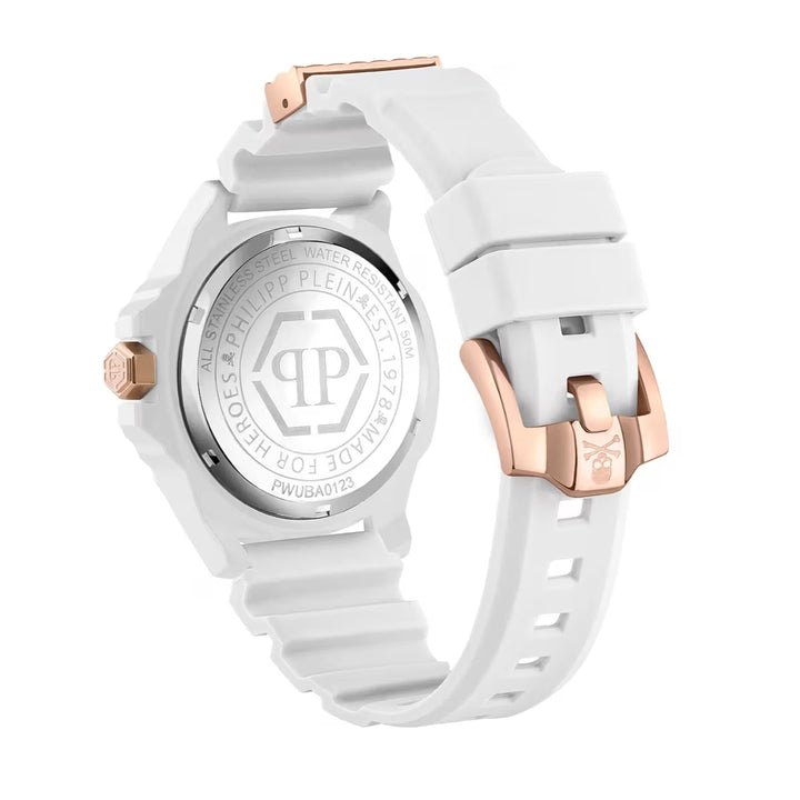 Philipp Plein The $Kull Men 44mm Quartz White Dial White Silicone Strap Watch PWUBA0123