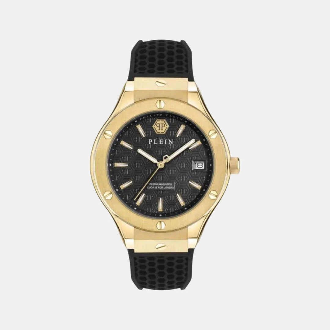 Philipp Plein Plein Underdog Men 44mm Quartz Black Dial Black Silicone Strap Watch PWUFA0225