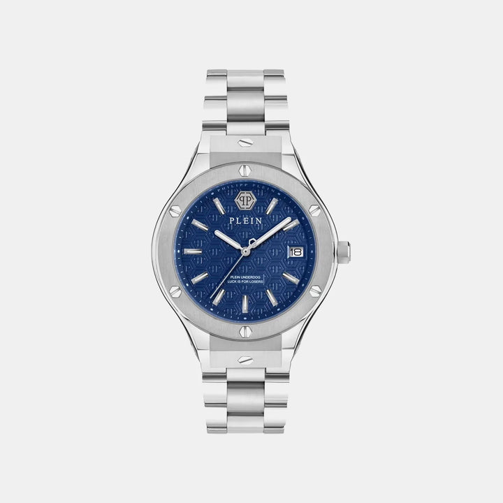 Philipp Plein Plein Underdog Men 44mm Quartz Blue Dial Silver Stainless Steel Strap Watch PWUFA0425