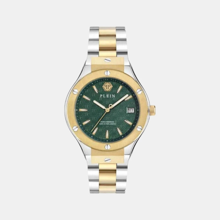 Philipp Plein Plein Underdog Men 44mm Quartz Green Dial Two-Tone Stainless Steel Strap Watch PWUFA0525