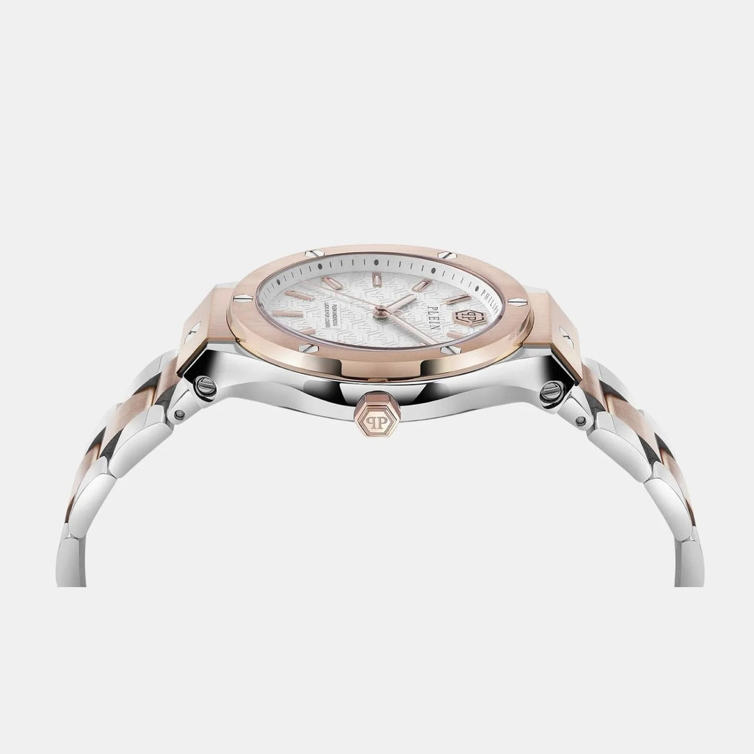 Philipp Plein Plein Underdog Men 44mm Quartz White Dial Two-Tone Stainless Steel Strap Watch PWUFA0625