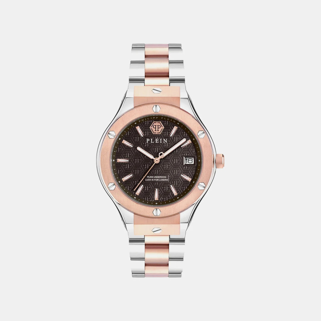 Philipp Plein Plein Underdog Men 44mm Quartz Brown Dial Two-Tone Stainless Steel Strap Watch PWUFA0725