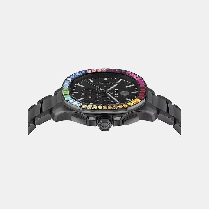 Philipp Plein Date Superlative Women 44mm Quartz Pavé Swarovski Dial Silver Stainless Steel Strap Watch PWYAA0723