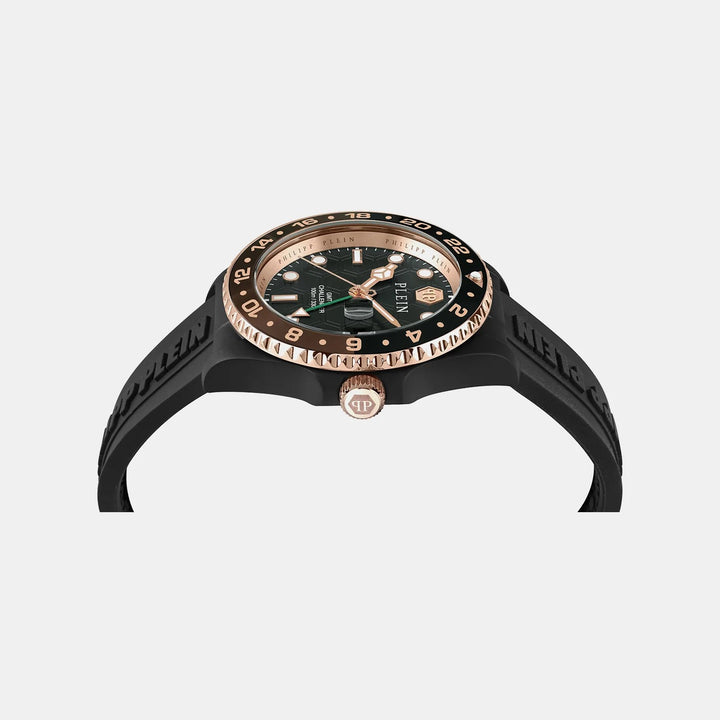 Philipp Plein Hyper Sport Men 44mm Quartz Black Dial Black Silicone Strap Watch PWYBA0823