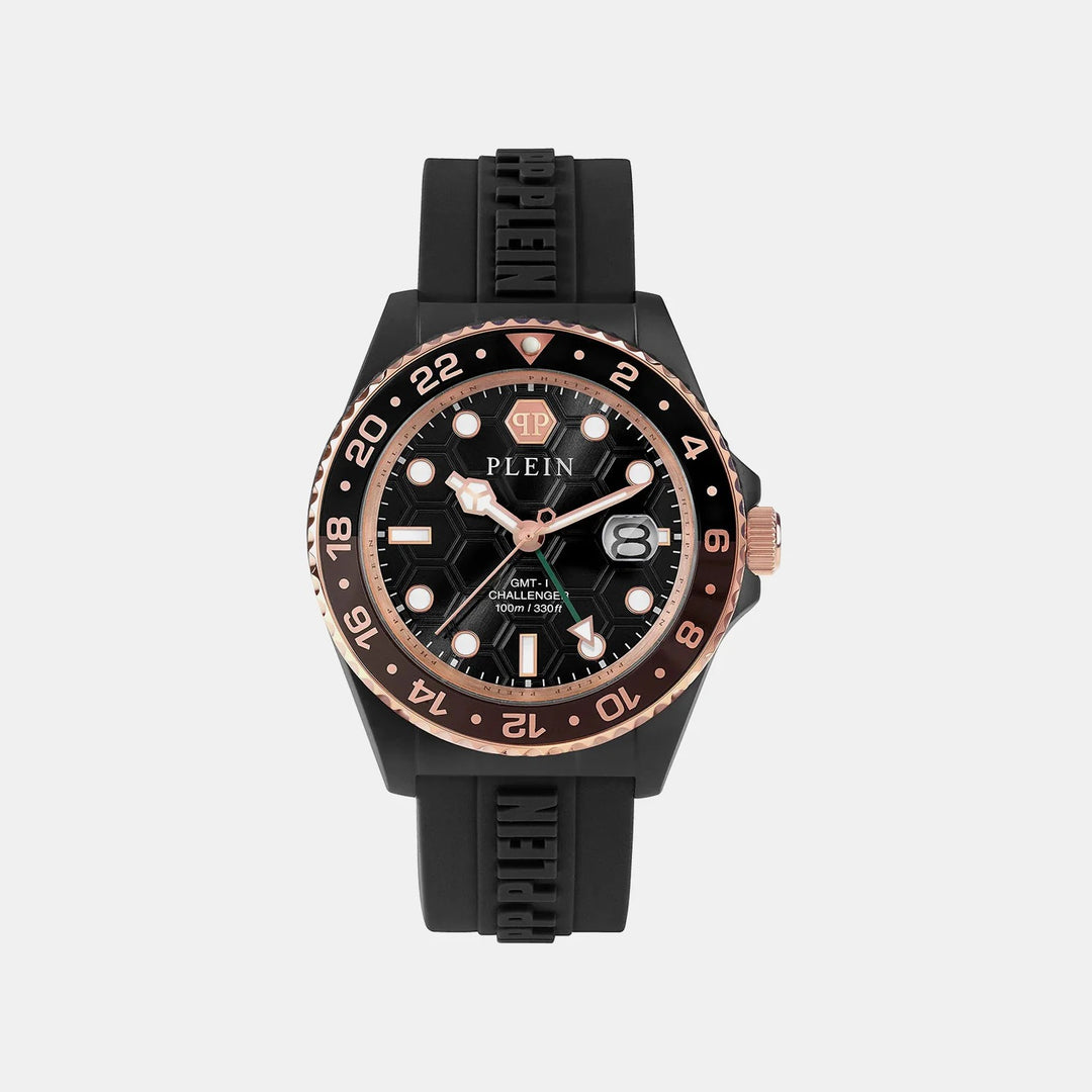 Philipp Plein Hyper Sport Men 44mm Quartz Black Dial Black Silicone Strap Watch PWYBA0823