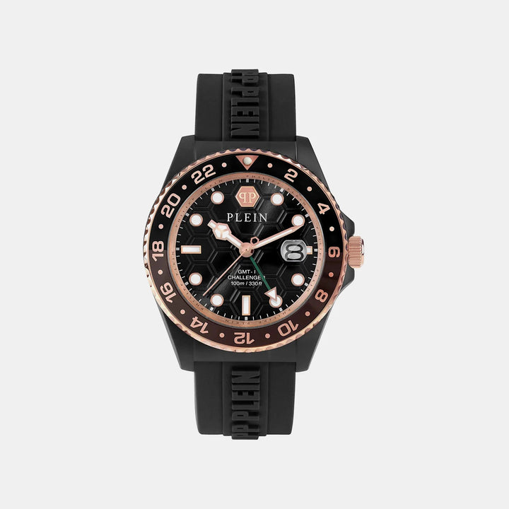 Philipp Plein Hyper Sport Men 44mm Quartz Black Dial Black Silicone Strap Watch PWYBA0823