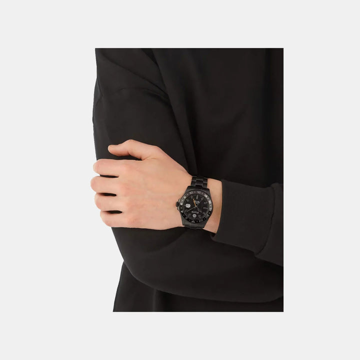 Philipp Plein GMT-I Challenger Men 42mm GMT Quartz Black Dial Silver Stainless Steel Strap Watch PWYBA0923
