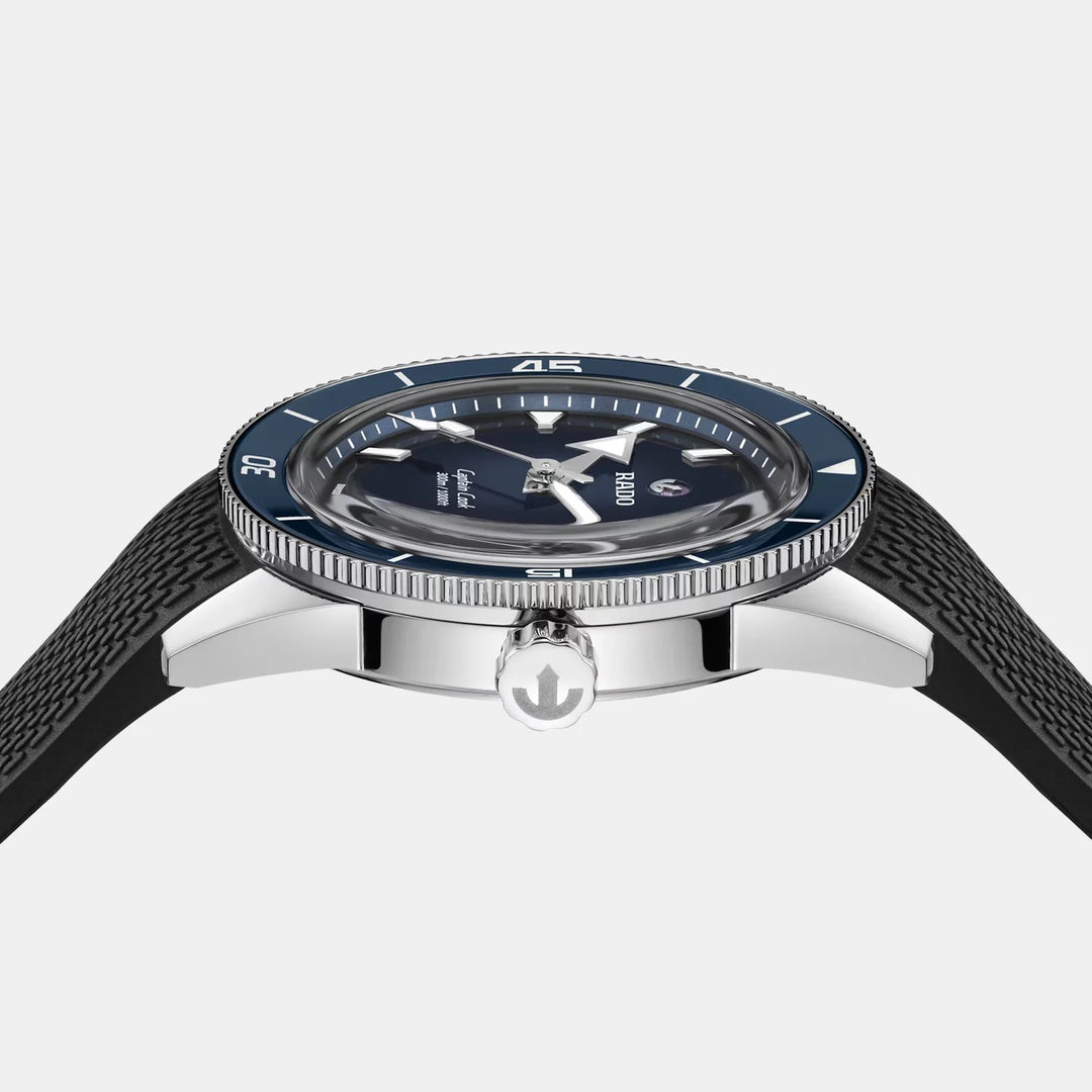 Rado Captain Cook 39mm Black Blue Gradient Dial Black Rubber Strap Women&