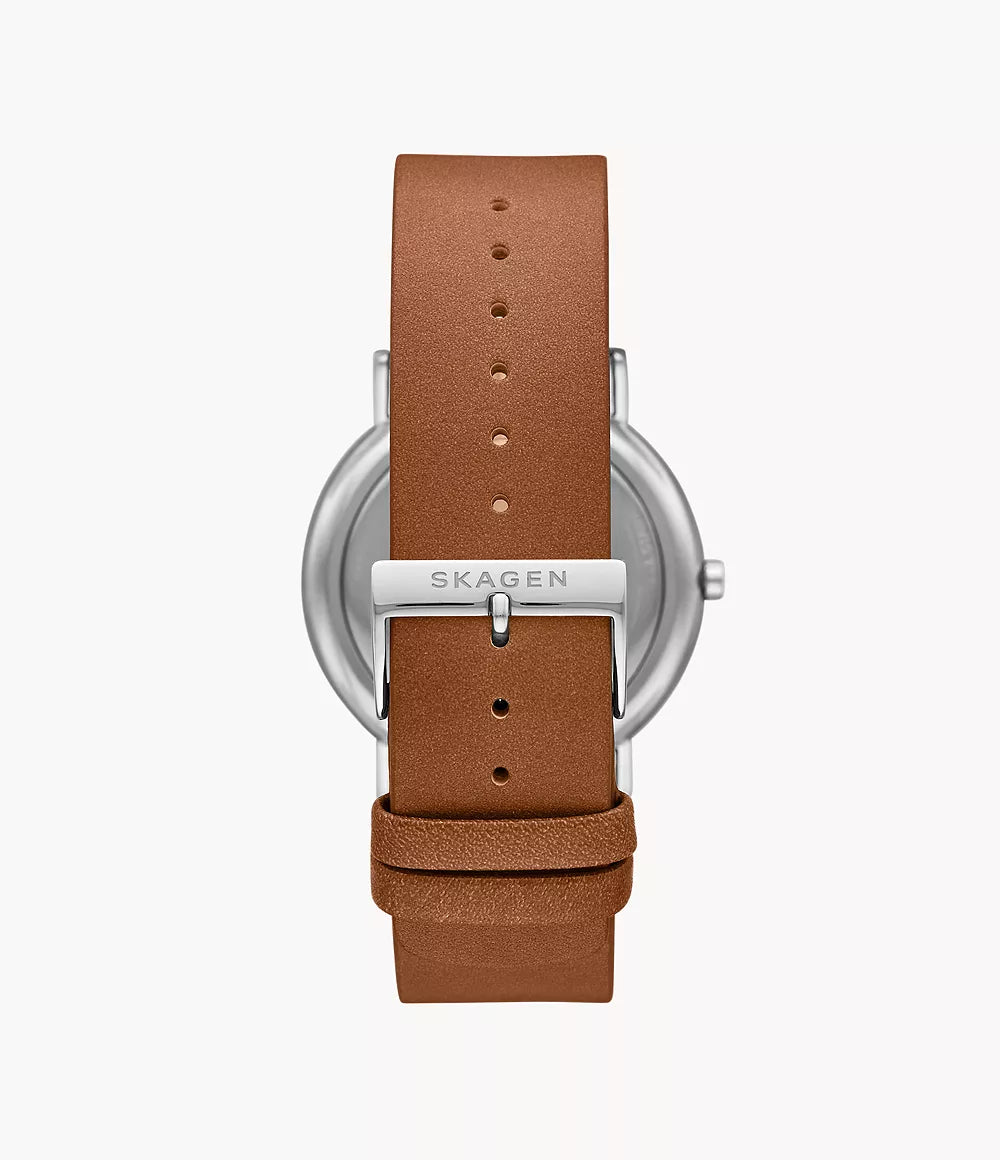 Skagen SKW6578 Signatur Three-Hand Medium Brown Leather Men&