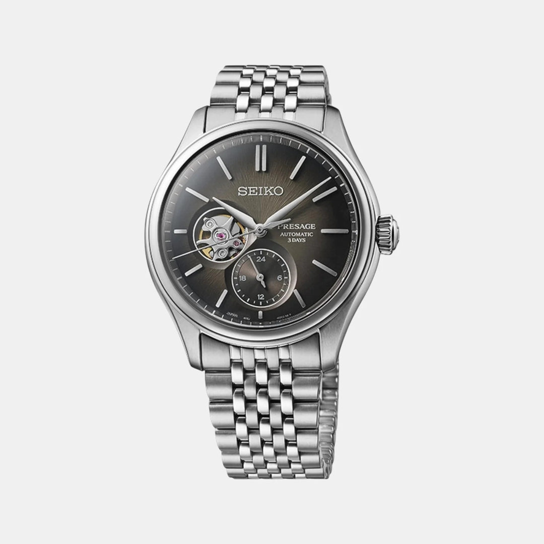 SEIKO PRESAGE CLASSIC SERIES SUMI-IRO OPEN HEART AUTOMATIC WATCH – 40.2MM BLACK DIAL STEEL BRACELET