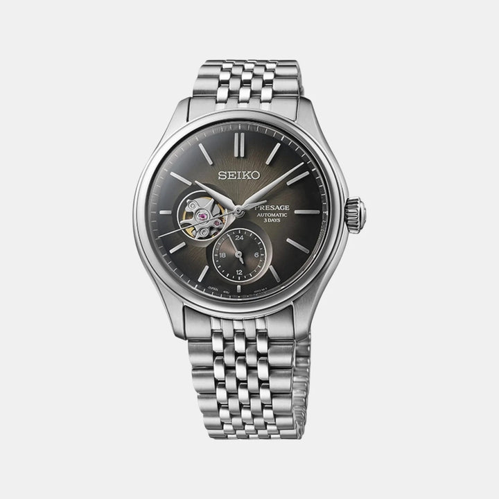 SEIKO PRESAGE CLASSIC SERIES SUMI-IRO OPEN HEART AUTOMATIC WATCH – 40.2MM BLACK DIAL STEEL BRACELET