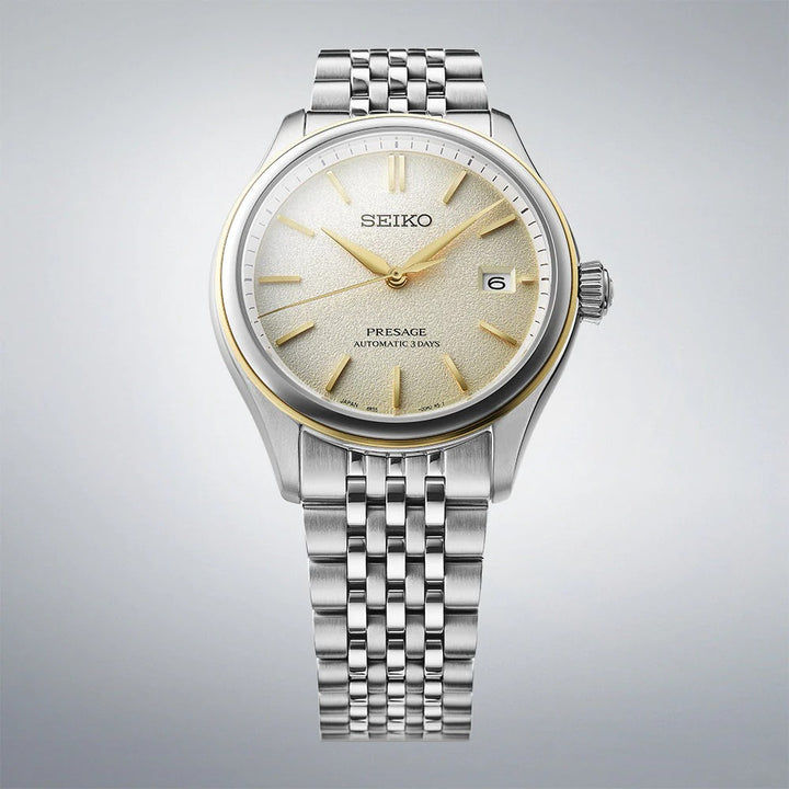 SEIKO PRESAGE CLASSIC SERIES DELICATE CREAM SILK AUTOMATIC WATCH – 40.2MM CHAMPAGNE DIAL STEEL BRACELET