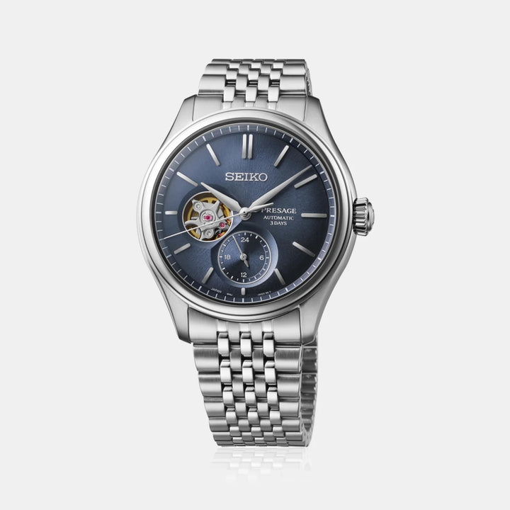 SEIKO PRESAGE CLASSIC SERIES AI-IRO OPEN HEART AUTOMATIC WATCH – 40.2MM INDIGO BLUE DIAL STEEL BRACELET