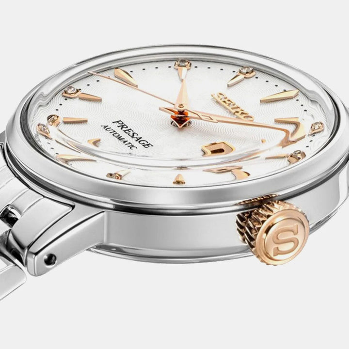 SEIKO PRESAGE COCKTAIL TIME CLOVER CLUB DIAMOND TWIST AUTOMATIC LADIES WATCH – 34MM MOTHER OF PEARL DIAL GOLD-TONE BRACELET