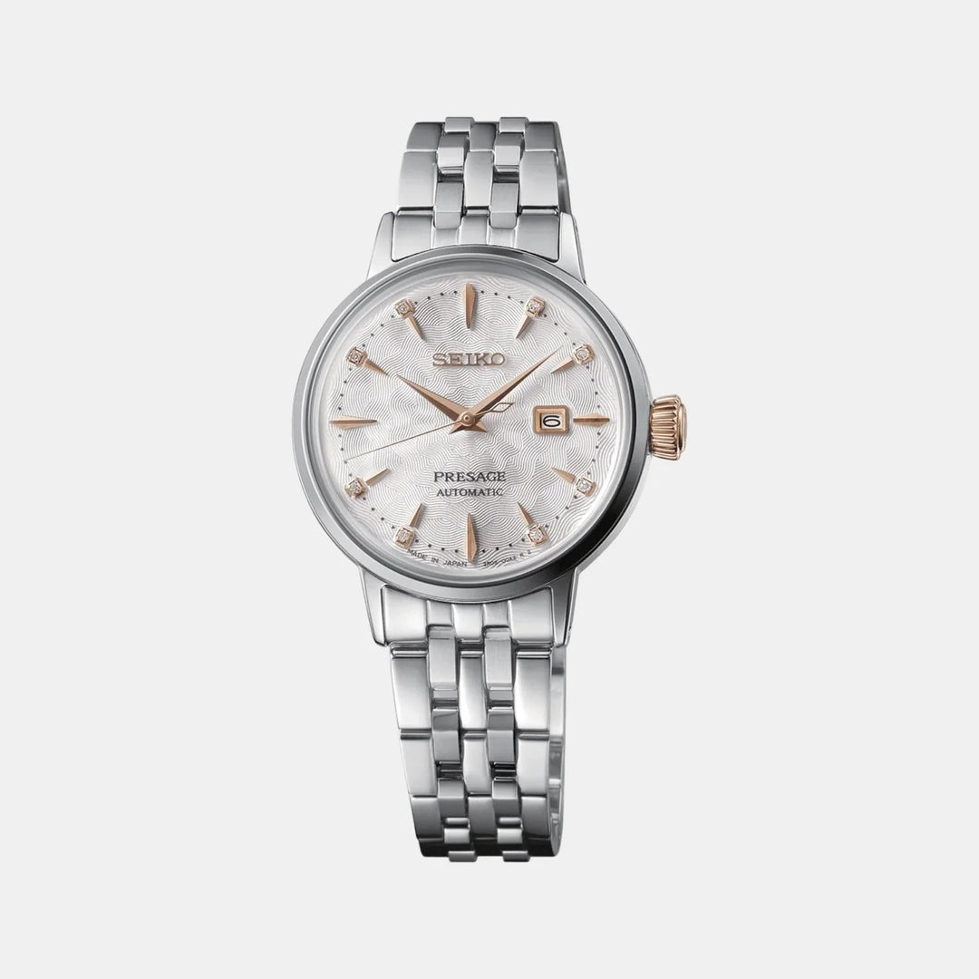 SEIKO PRESAGE COCKTAIL TIME CLOVER CLUB DIAMOND TWIST AUTOMATIC LADIES WATCH – 34MM MOTHER OF PEARL DIAL GOLD-TONE BRACELET