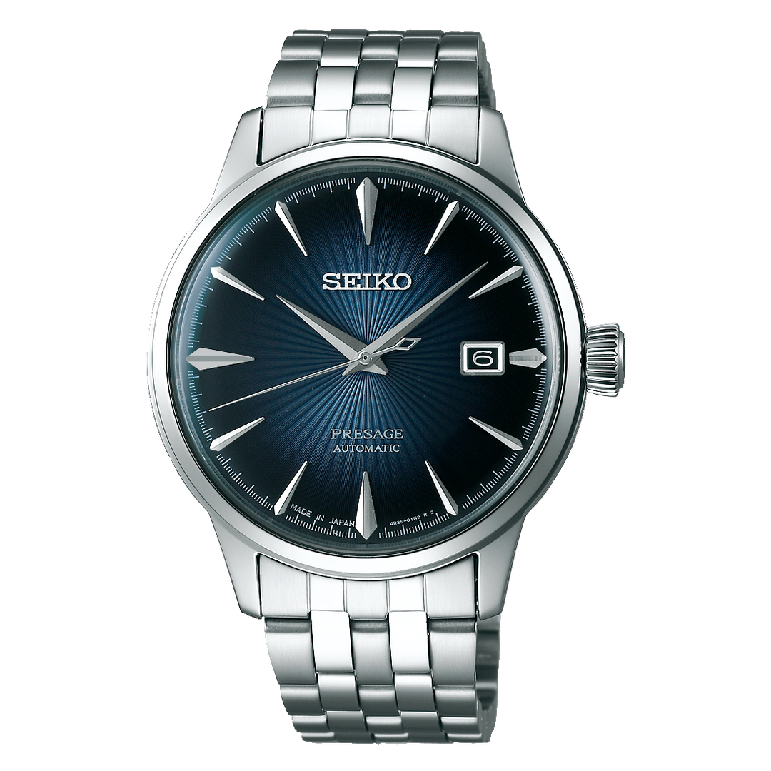 SEIKO PRESAGE COCKTAIL TIME BLUE MOON AUTOMATIC WATCH – 40MM BLUE DIAL STEEL BRACELET
