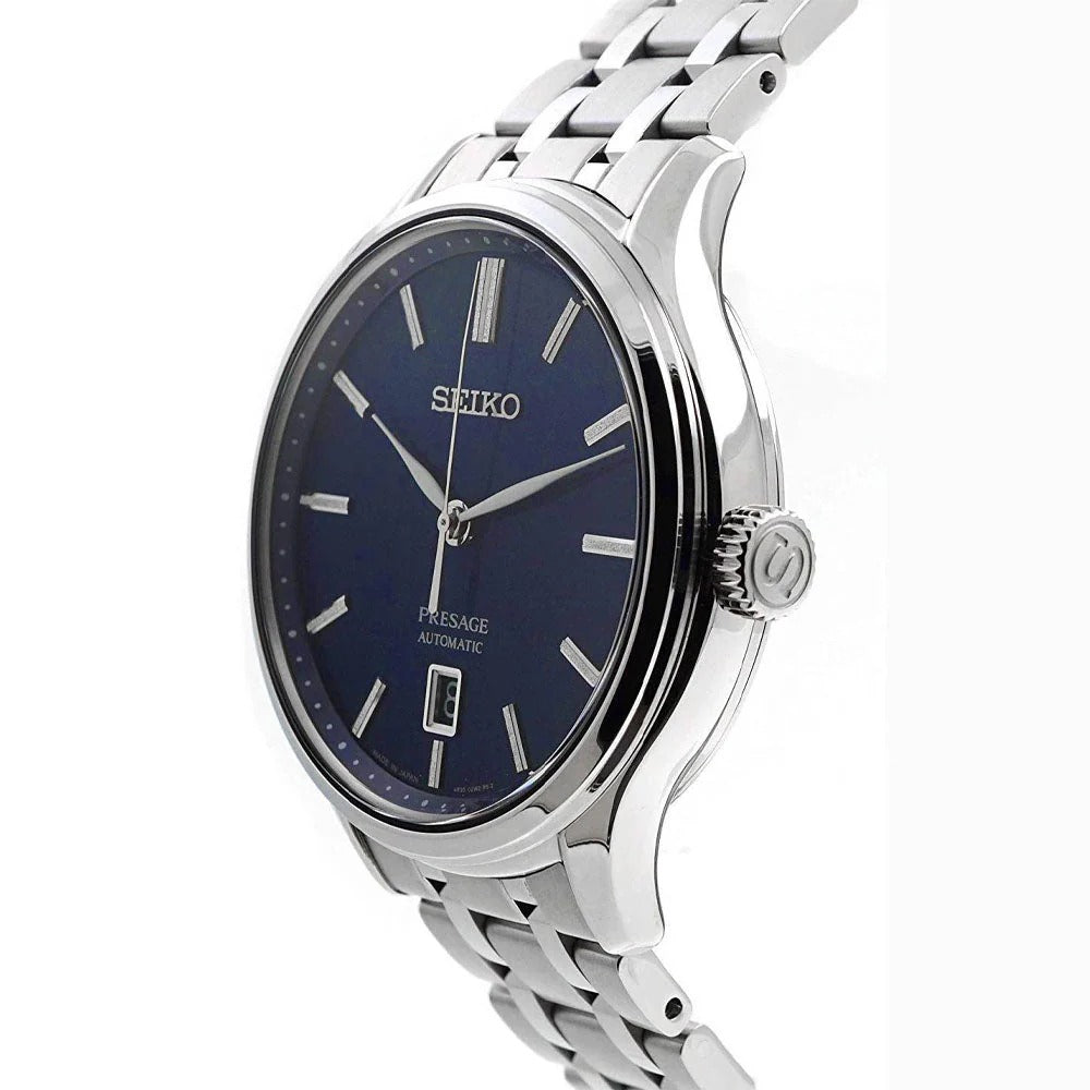 SEIKO PRESAGE AUTOMATIC WATCH – 40MM BLUE SUNBURST DIAL STEEL BRACELET