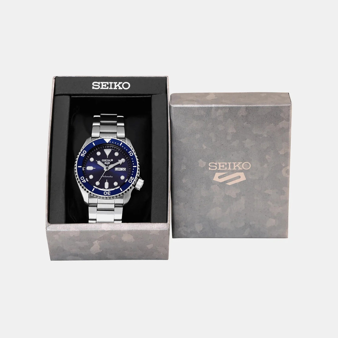 SEIKO 5 SPORTS AUTOMATIC WATCH – 42.5MM ORANGE DIAL STEEL BRACELET