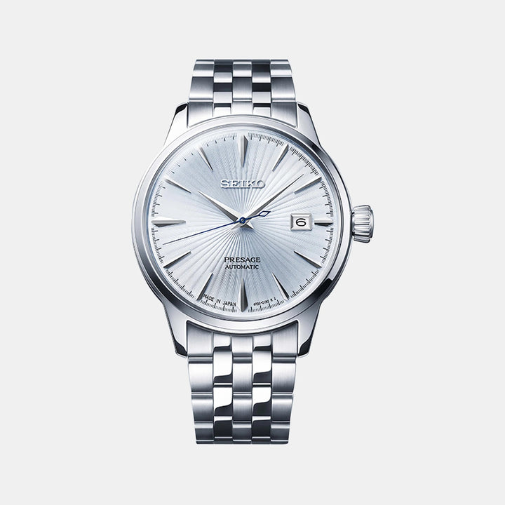 SEIKO PRESAGE AUTOMATIC WATCH LIGHT BLUE – 40.5MM SUNBURST DIAL STEEL BRACELET