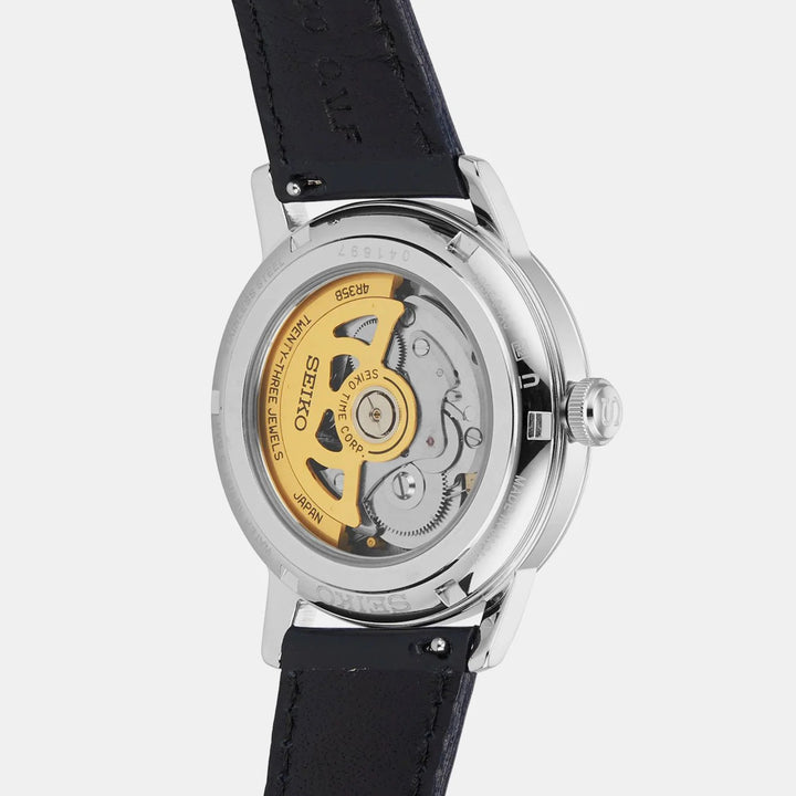 SEIKO PRESAGE COCKTAIL TIME MANHATTAN AUTOMATIC WATCH – 38.5MM NAVY BLUE DIAL BLACK LEATHER STRAP