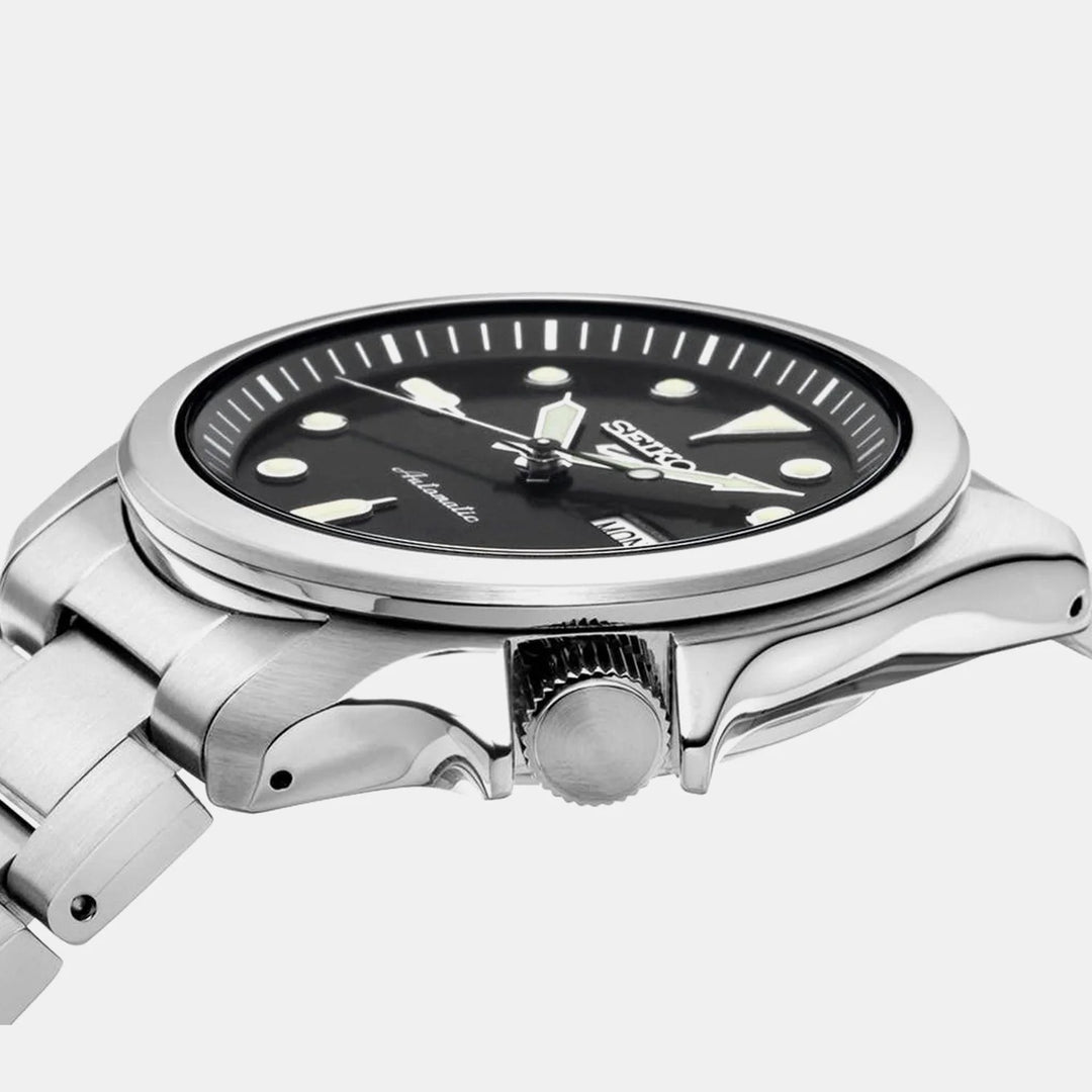 SEIKO 5 SPORTS SOLID BOY AUTOMATIC WATCH – 40MM BLACK DIAL STEEL BRACELET