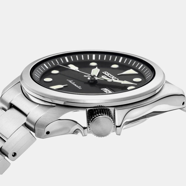 SEIKO 5 SPORTS SOLID BOY AUTOMATIC WATCH – 40MM BLACK DIAL STEEL BRACELET