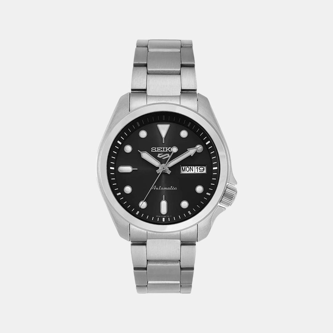SEIKO 5 SPORTS SOLID BOY AUTOMATIC WATCH – 40MM BLACK DIAL STEEL BRACELET