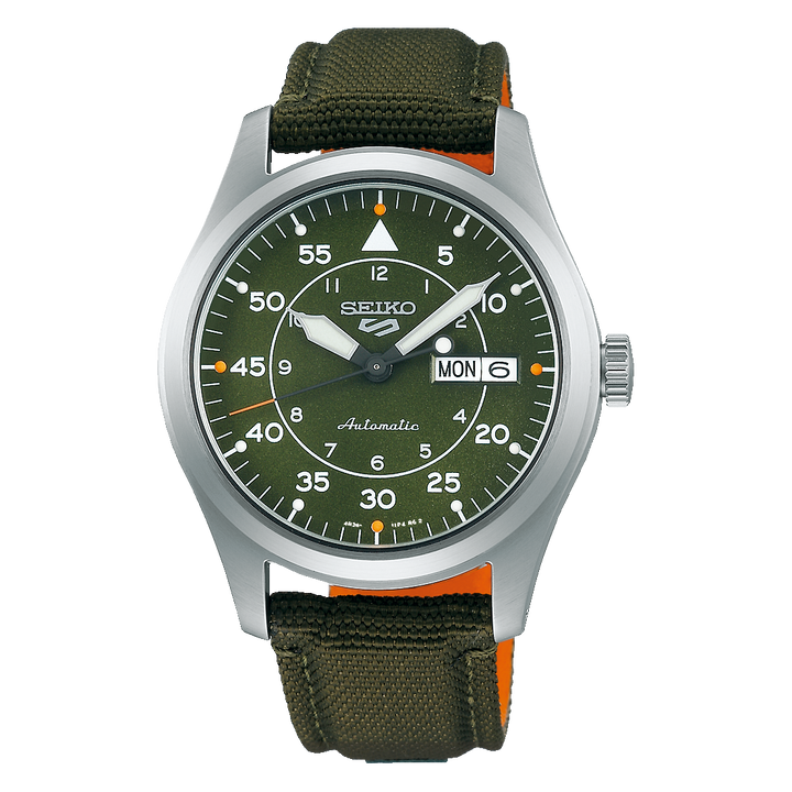 SEIKO 5 SPORTS FIELD AUTOMATIC WATCH – 39.4MM GREEN DIAL GREEN NYLON STRAP