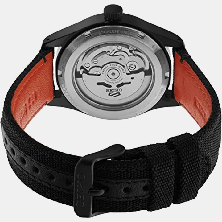 SEIKO 5 SPORTS AUTOMATIC WATCH – 39.4MM BLACK ORANGE ACCENT DIAL NYLON STRAP