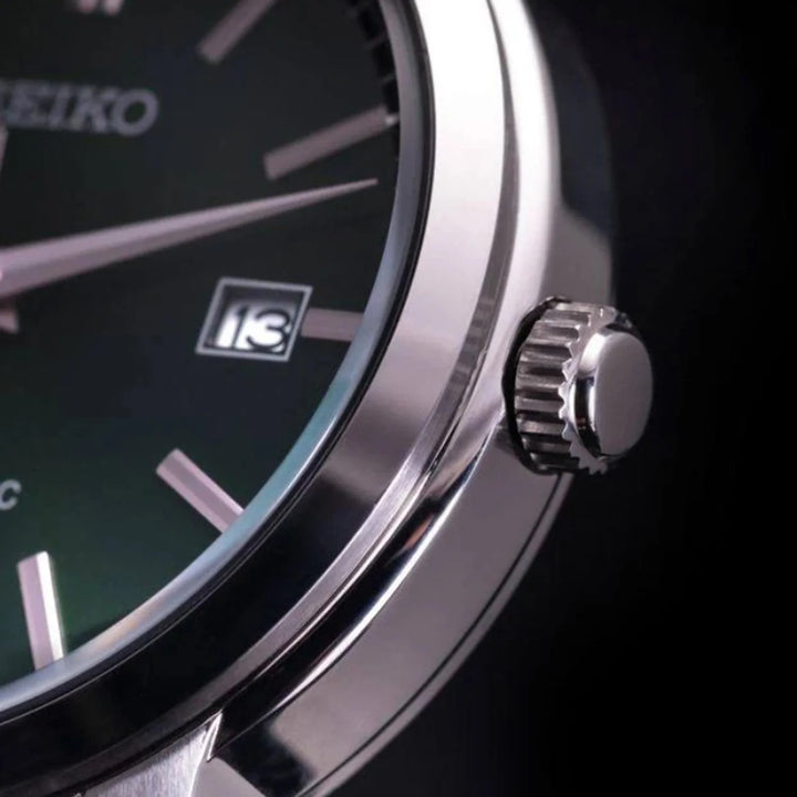 SEIKO AUTOMATIC WATCH – 41.2MM GREEN SUNRAY DIAL STEEL BRACELET