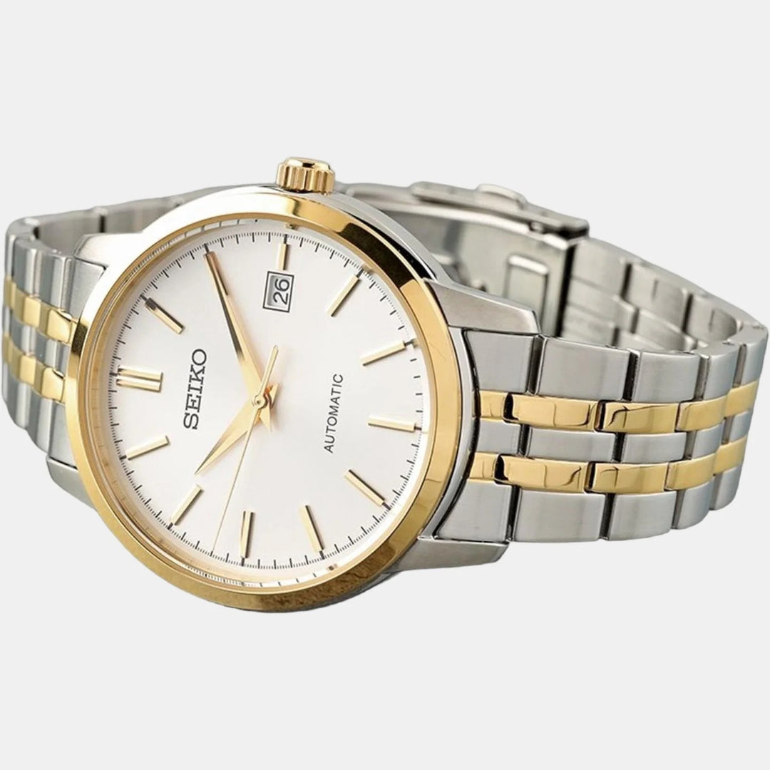 SEIKO AUTOMATIC DRESS WATCH – 41.2MM WHITE DIAL TWO-TONE STEEL BRACELET