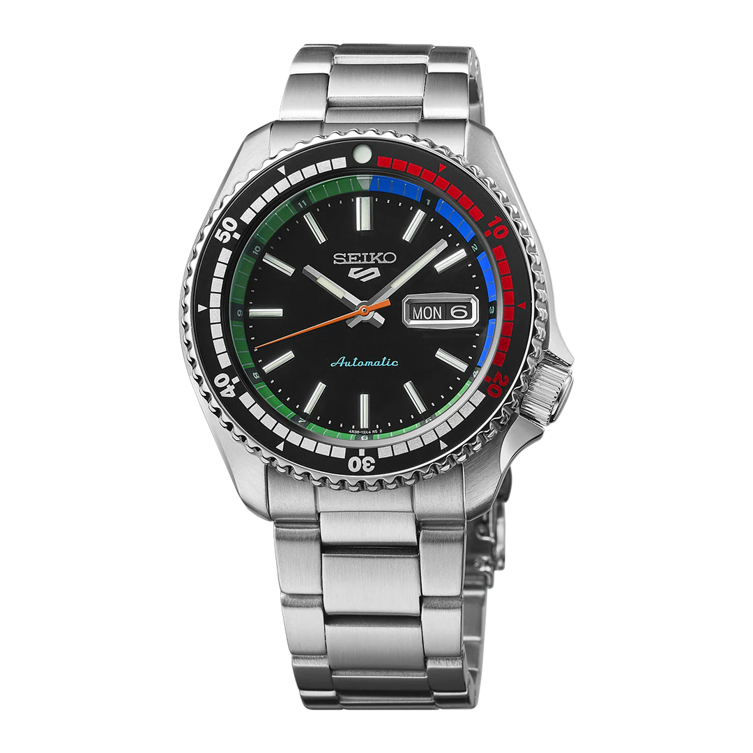 SEIKO 5 SPORTS RETRO REGATTA TIMER SPECIAL EDITION AUTOMATIC WATCH – 42.5MM BLACK DIAL STEEL BRACELET