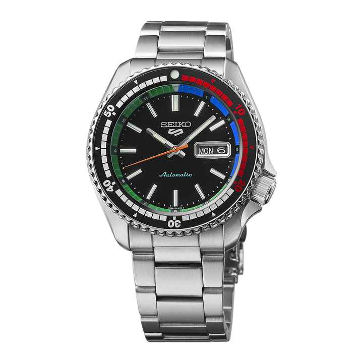SEIKO 5 SPORTS RETRO REGATTA TIMER SPECIAL EDITION AUTOMATIC WATCH – 42.5MM BLACK DIAL STEEL BRACELET