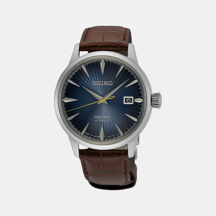 SEIKO PRESAGE COCKTAIL TIME MIDNIGHT BLUE MOON AUTOMATIC WATCH – 40.5MM BLUE DIAL LEATHER STRAP