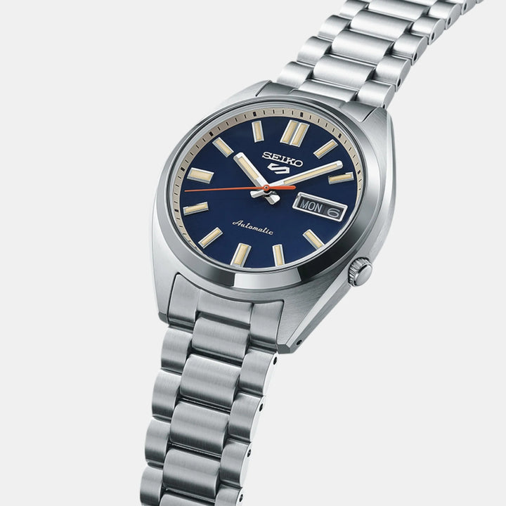 SEIKO 5 SPORTS SNXS COMPACT AUTOMATIC WATCH – 37.4MM BLUE DIAL STEEL BRACELET