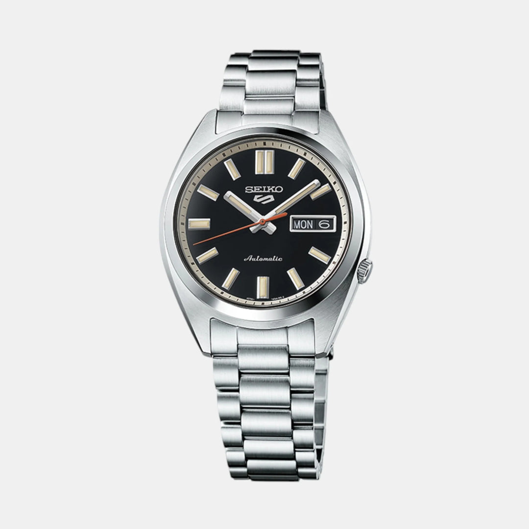 SEIKO 5 SPORTS SNXS COMPACT AUTOMATIC WATCH – 37.4MM BLACK DIAL STEEL BRACELET