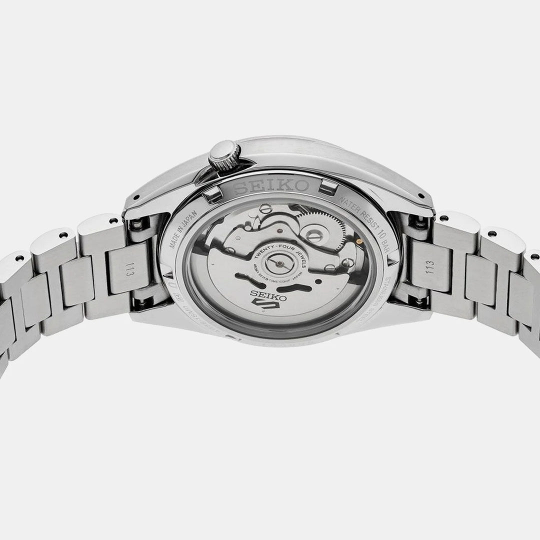 SEIKO 5 SPORTS SNXS COMPACT AUTOMATIC WATCH – 37.4MM IVORY DIAL STEEL BRACELET