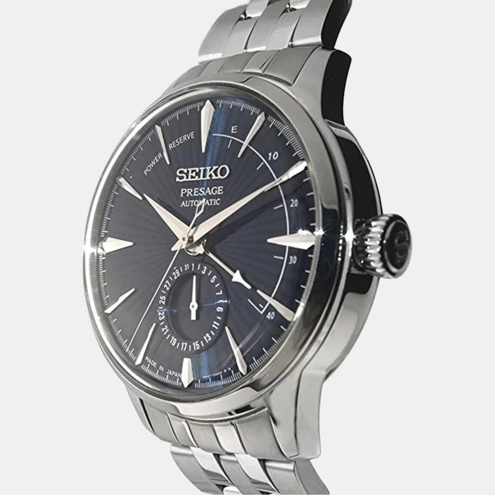 SEIKO PRESAGE COCKTAIL TIME BLUE MOON AUTOMATIC WATCH – 40.5MM BLUE SUNRAY DIAL POWER RESERVE STEEL BRACELET