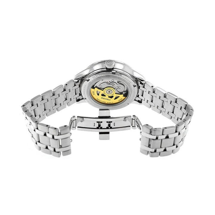 SEIKO PRESAGE ZEN GARDEN AUTOMATIC WATCH – 42MM GREEN LEAF PATTERN DIAL SAPPHIRE CRYSTAL POWER RESERVE STEEL BRACELET