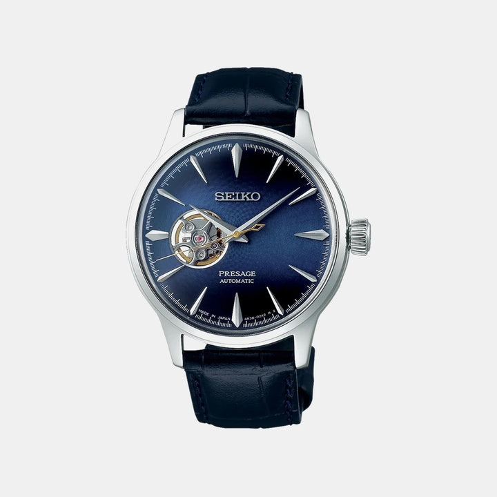 SEIKO PRESAGE COCKTAIL TIME BLUE MOON OPEN HEART AUTOMATIC WATCH – 40.5MM BLUE DIAL LEATHER STRAP