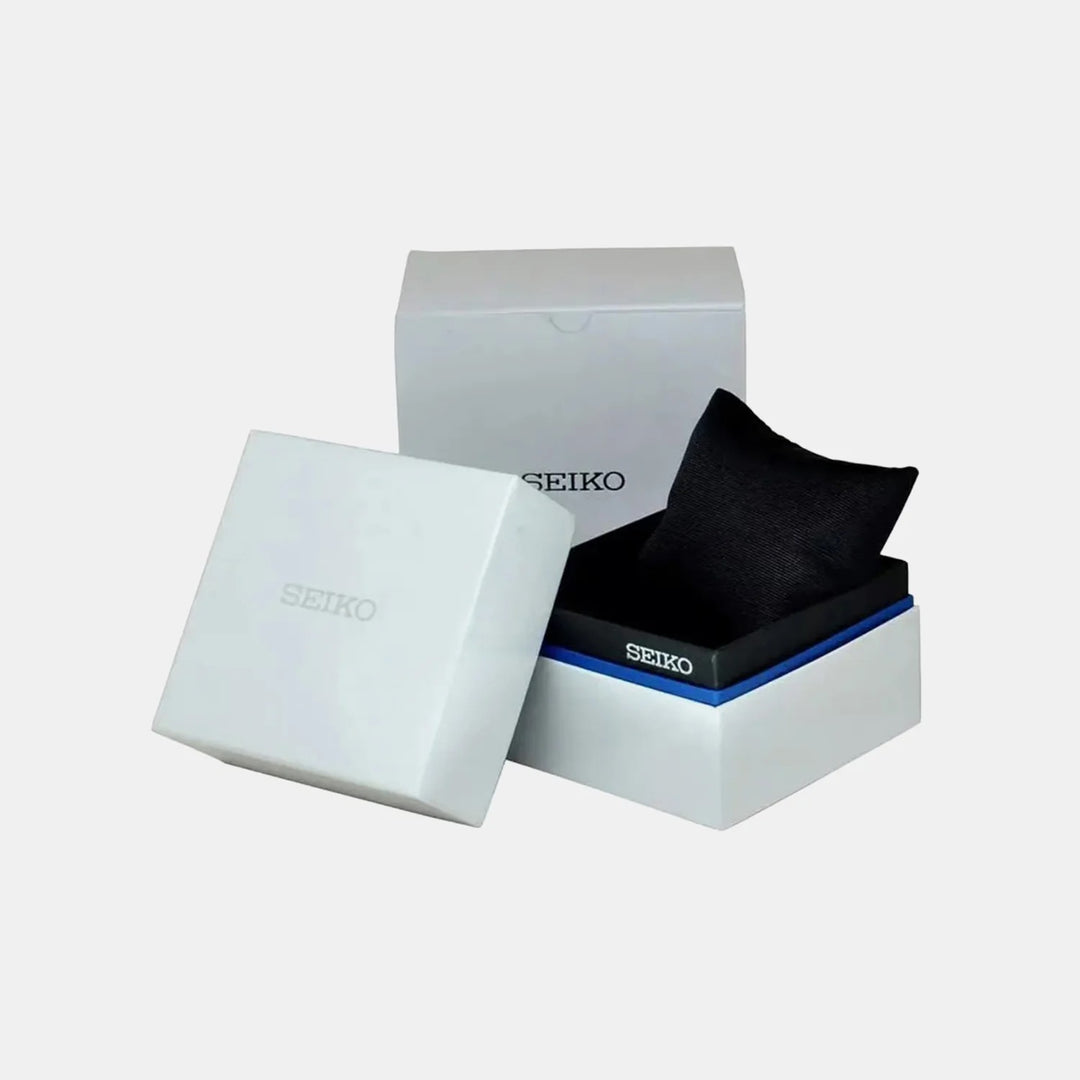 SEIKO CHRONOGRAPH QUARTZ WATCH – 41.5MM BLUE AND WHITE DIAL STEEL BRACELET