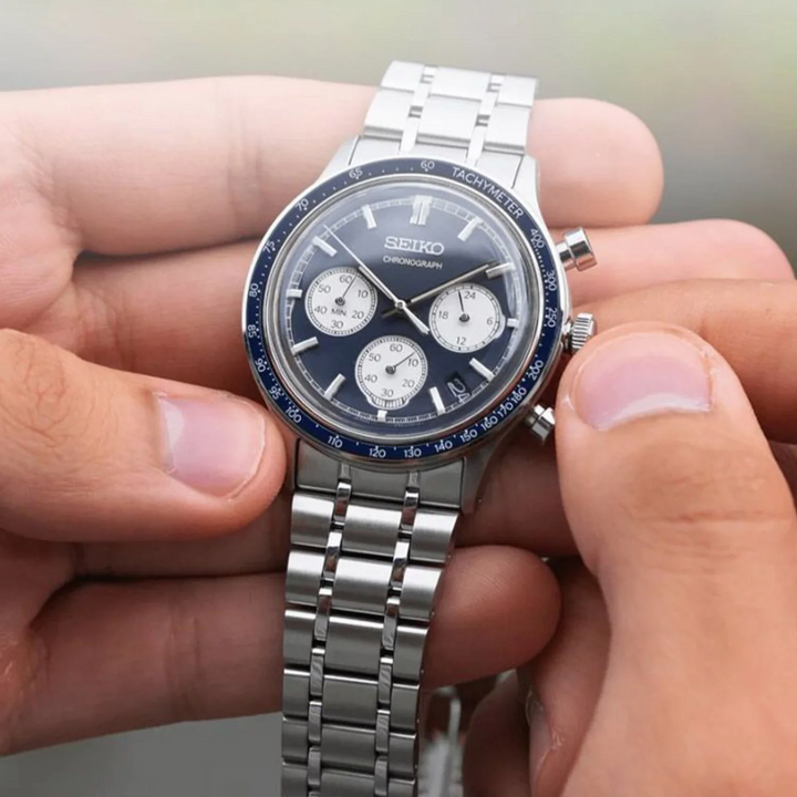 SEIKO CONCEPTUAL CHRONOGRAPH QUARTZ WATCH – 38.7MM BLUE DIAL STEEL BRACELET